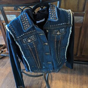 Bailey 44 Hoodie Denim Jacket Studded - Size Small